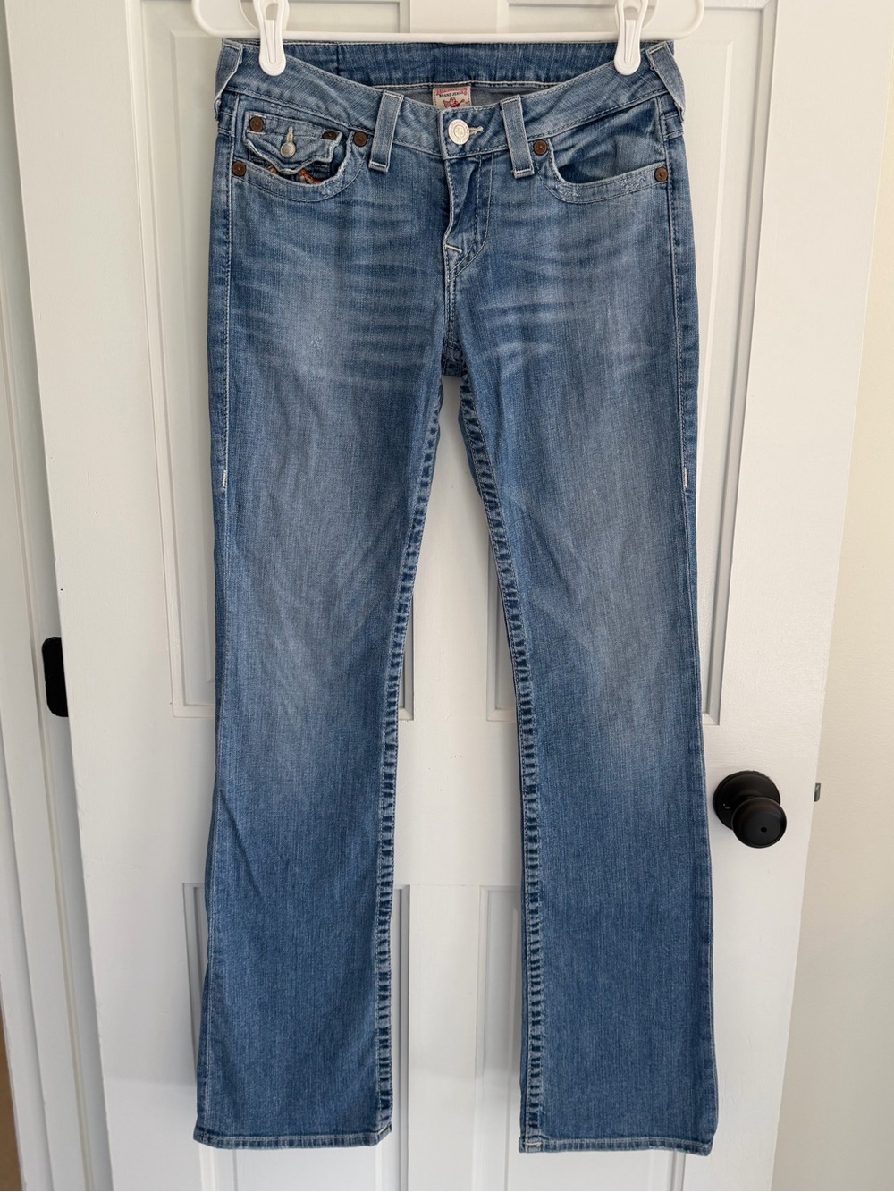 True Religion World Tour Rainbow Stitch Bootcut Jeans 28 Y2K